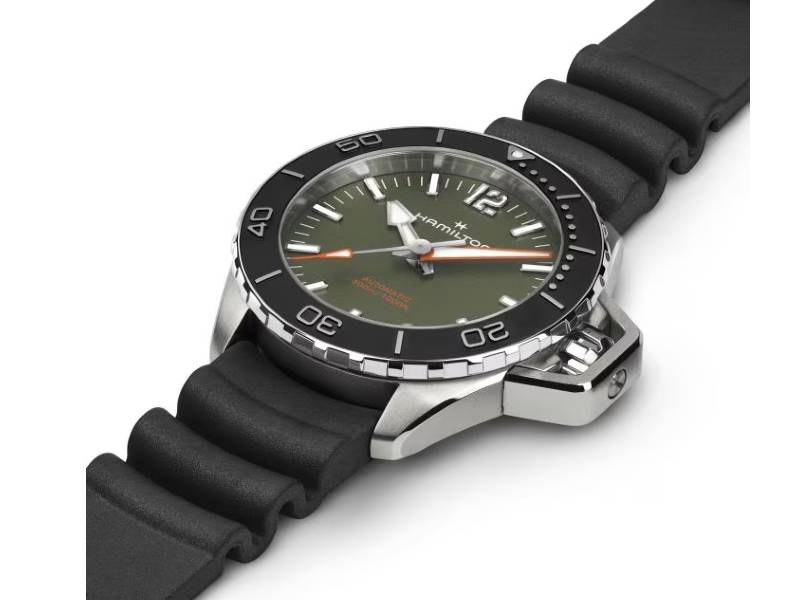 OROLOGIO UOMO AUTOMATICO ACCIAIO/CAUCCIU' FROGMAN KHAKI NAVY HAMILTON H77455360